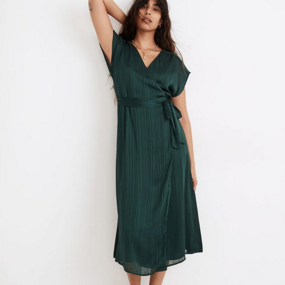 Madewell green maxi wrap dress size xs